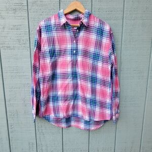 Southern Tide 100% Cotton Hadley Popover Plaid Print Pink Blue sz XL